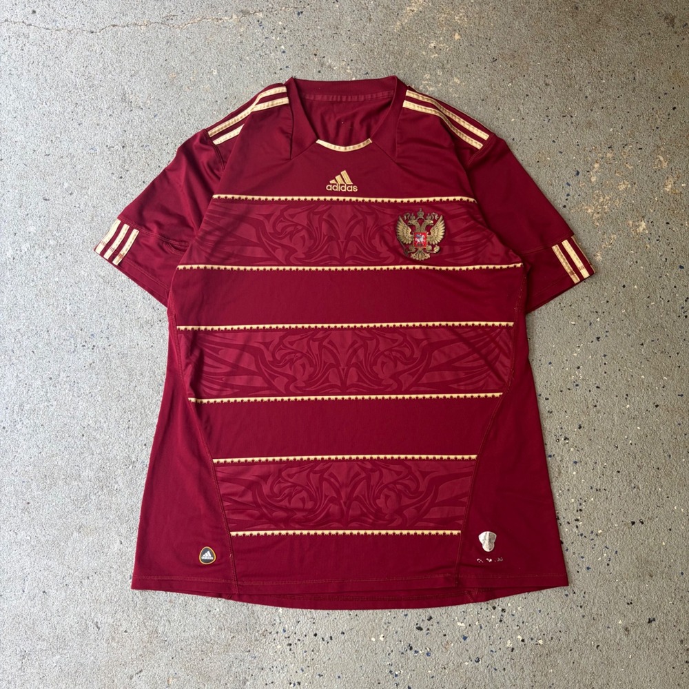 Adidas Russia National Team Soccer Jersey Burgundy Gold Graphic Mens XL